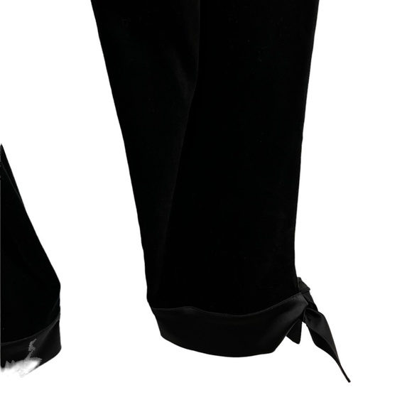 TARA JARMON Made in FRANCE Black Velvet Satin Trim Flat Front Pants Slacks sz 42 - Picture 13 of 16